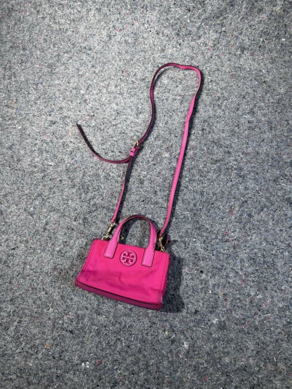 Tory Burch Pink Small Satchel Top Handle Bag with Detachable Strap Gold Hardware